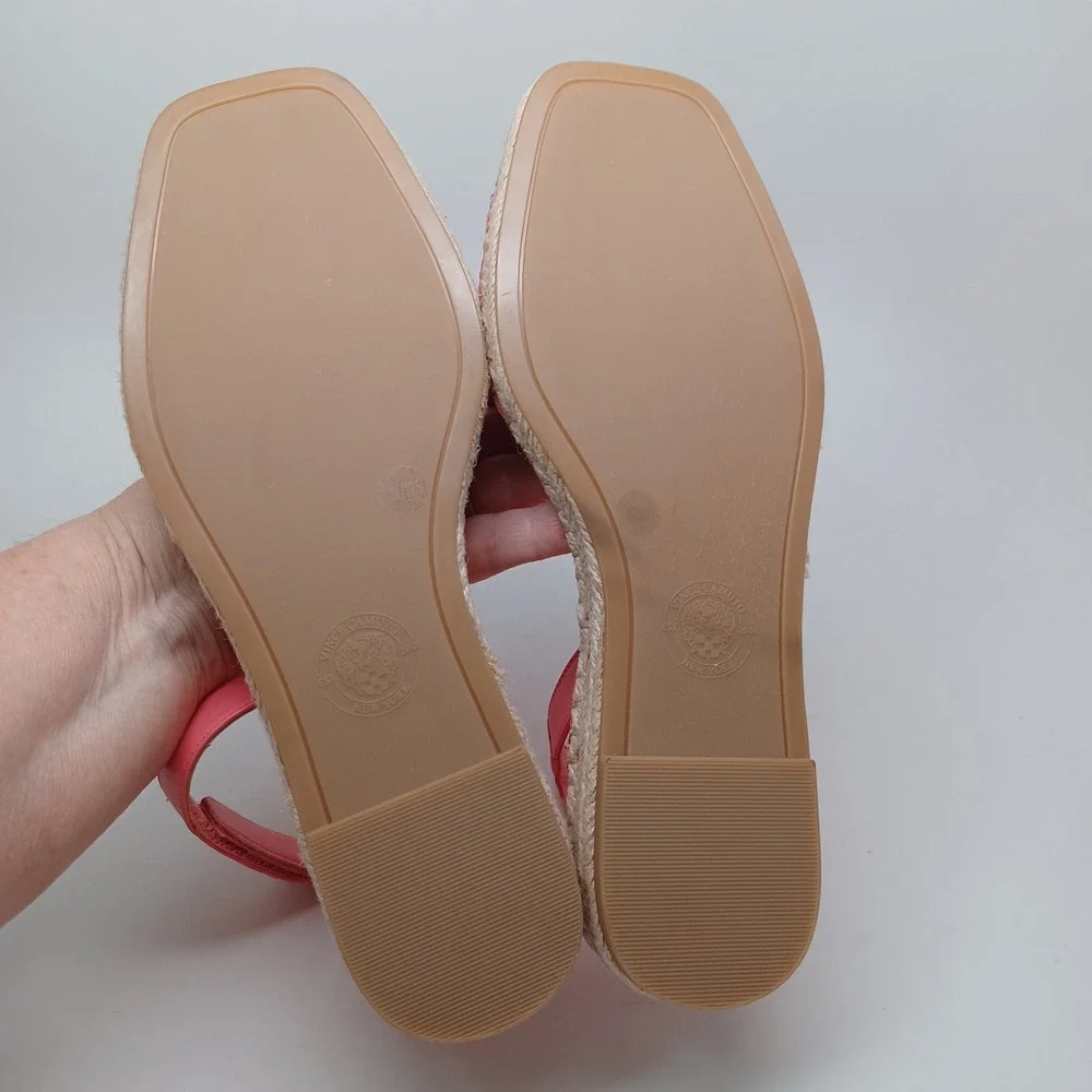 Vince Camuto Pink Leather Bow Espadrille Ankle Strap Flat Sandals Maybel Sz 7M